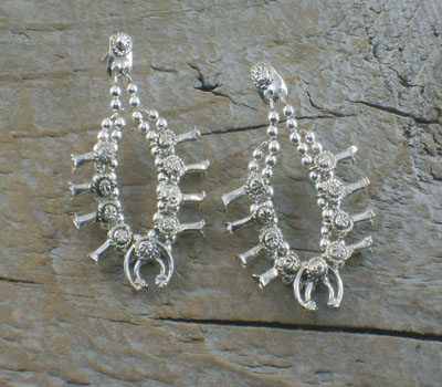 Native American Earrings Sterling Squash Blossoms